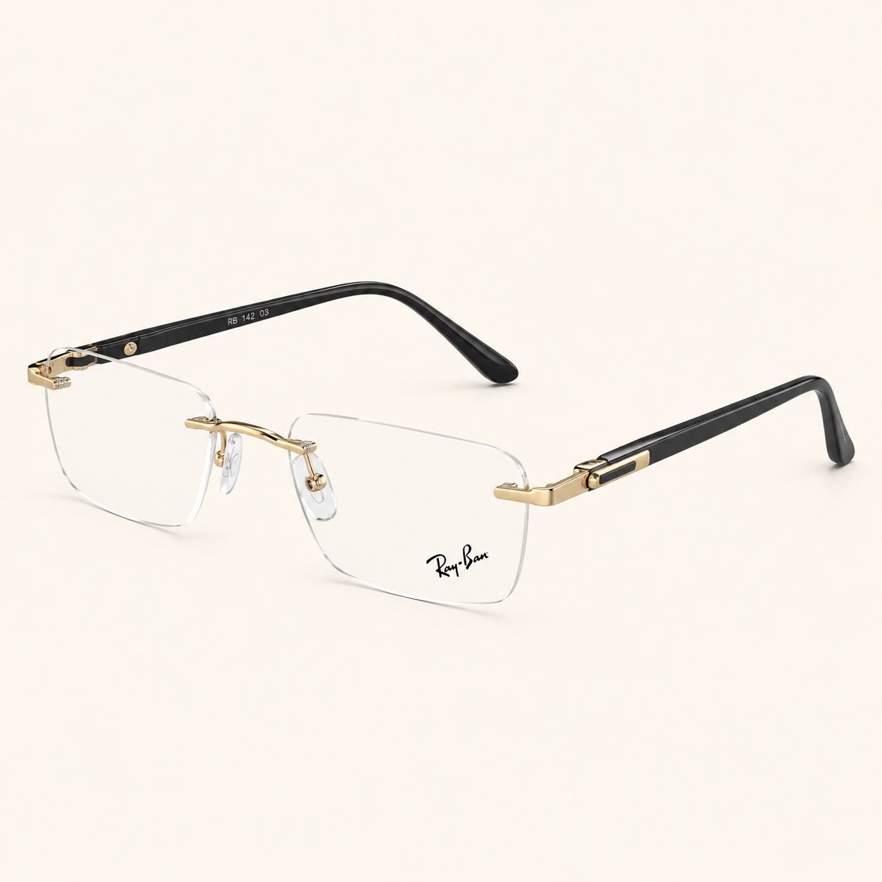 Black Gold Rimless Eyeglasses